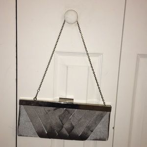 Cute satin clutch with silver chain 👛